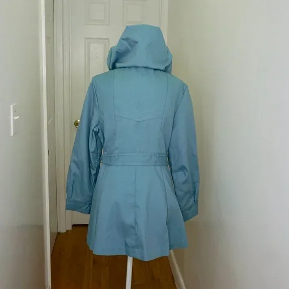 💜 VINTAGE Light Blue Hooded Long Sleeve Jacket/Coat - Picture 14 of 15